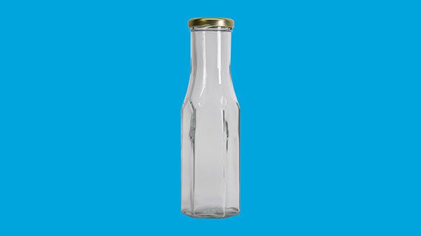 Hexagonal bottle of 250 ml, 43 mm lid