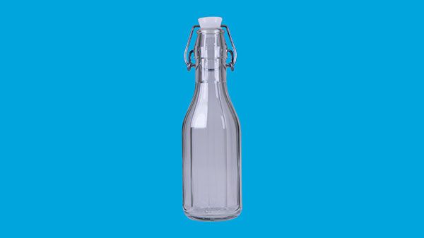 Ten angular bottle of 250 ml, with clamping cap