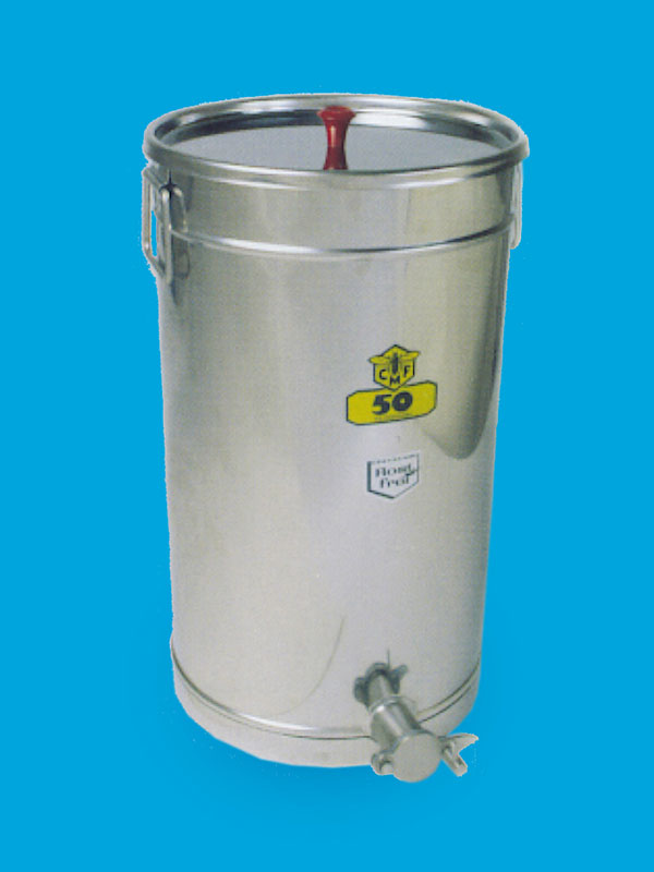 Stainless honeytank, volume 300 kilos of honey with expanding lock