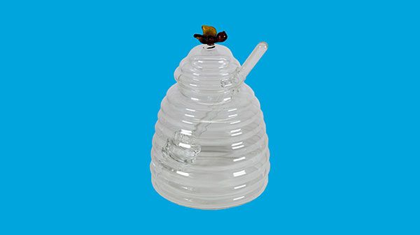 Honey jar with honey spoon