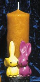 Easter candle, with bunnies