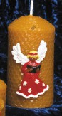 Beeswax candle with angel motif